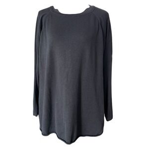 Button Back Long Sleeve Black Sweater Womens 2XL Minimalist Normcore Capsule